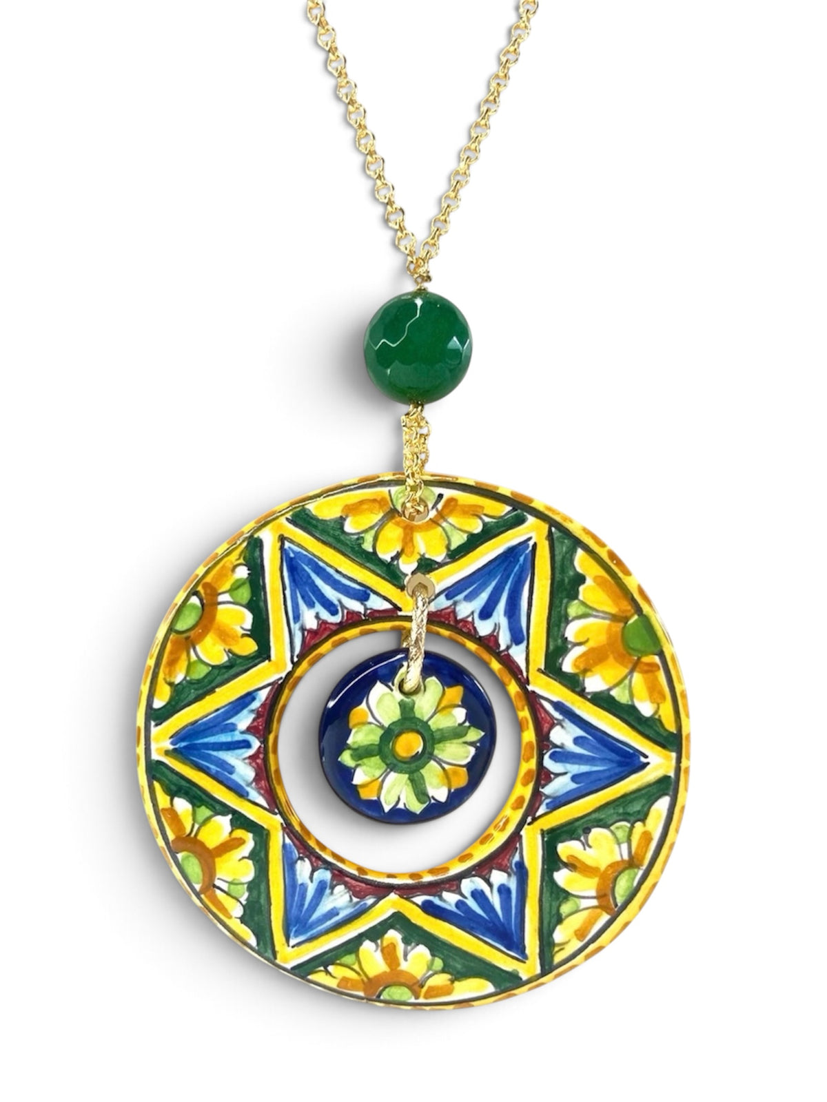 Collana doppio ciondolo in ceramica di Caltagirone