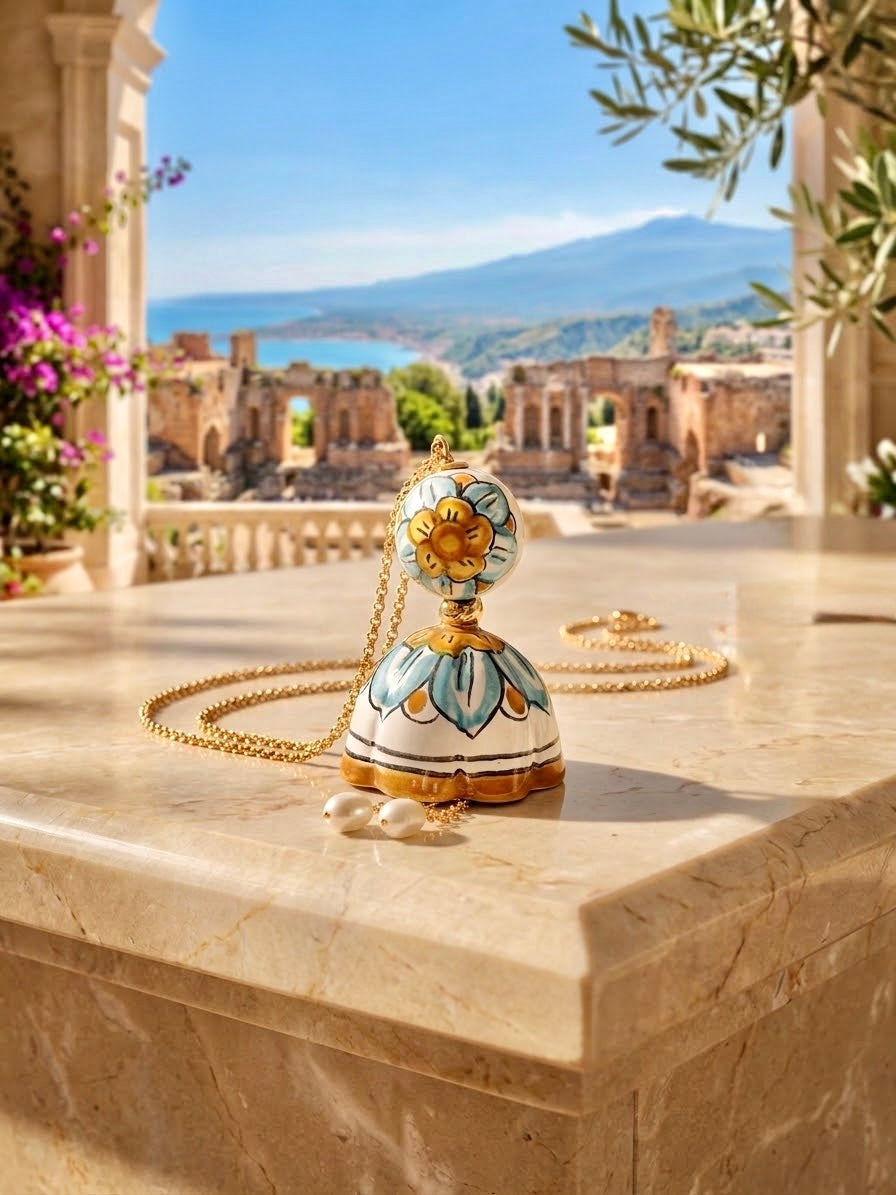 Caltagirone ceramic pendant: Taormina-doll “I Fimmini”