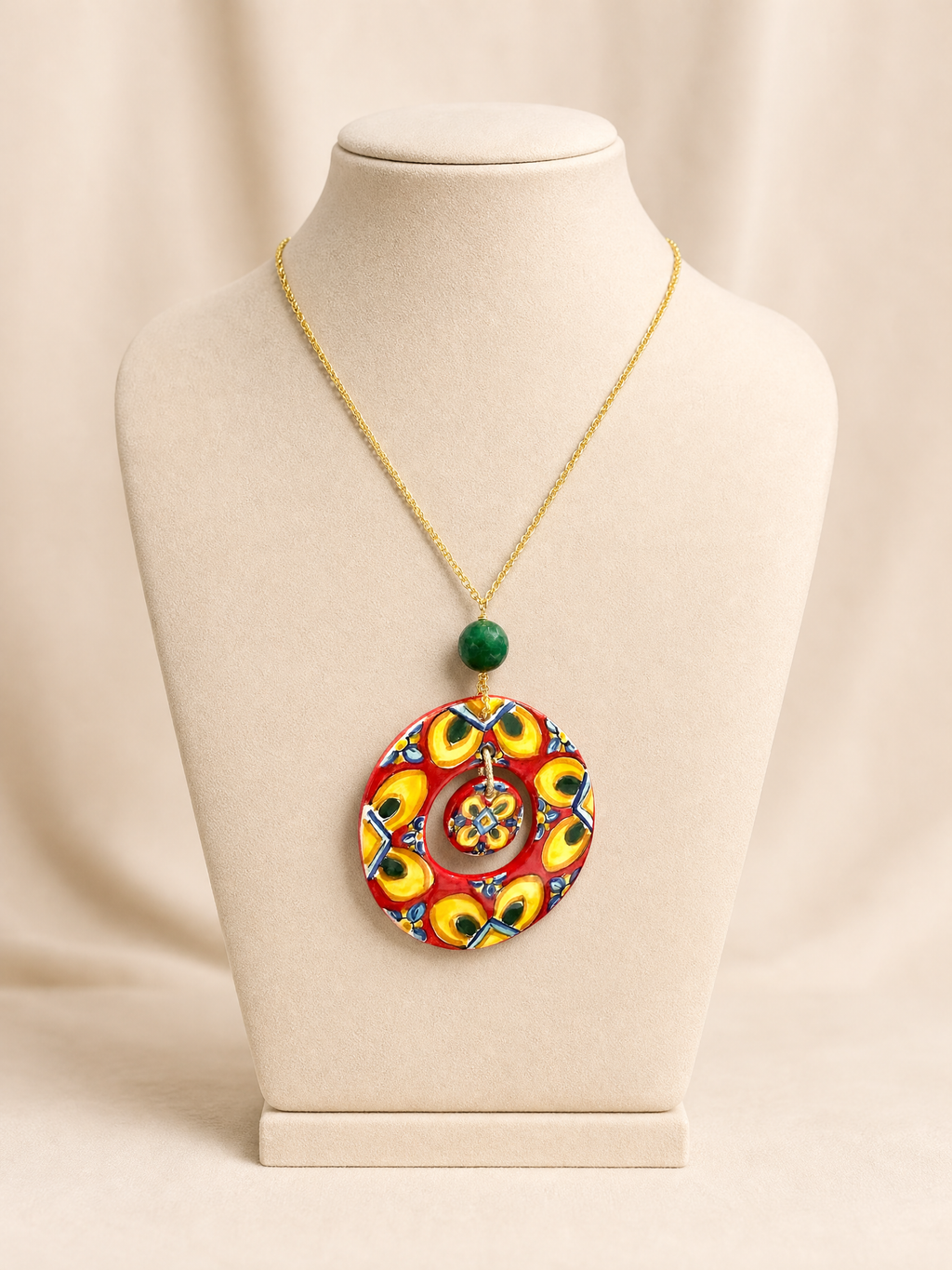Collier à double pendentif en céramique de Caltagirone