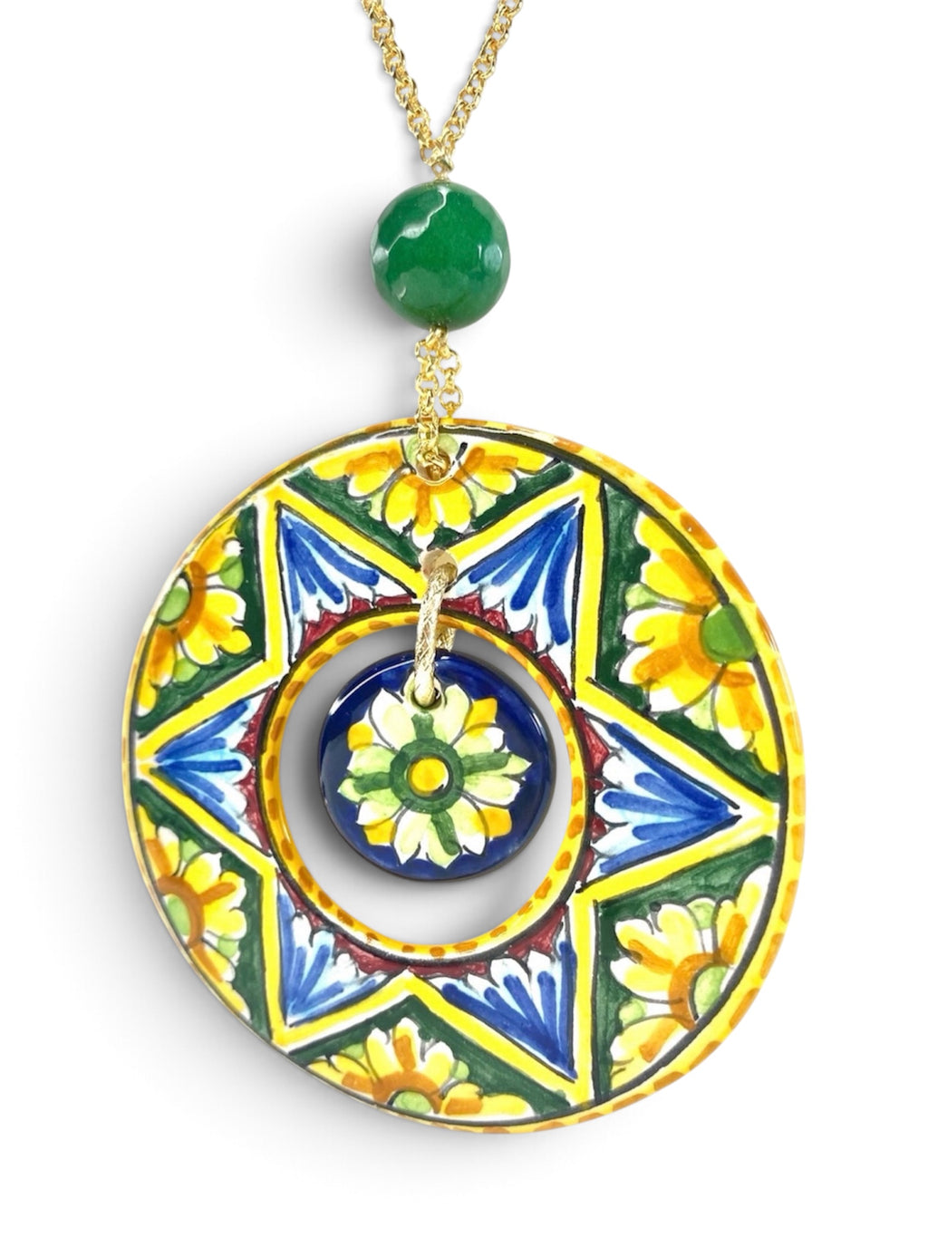 Collier à double pendentif en céramique de Caltagirone