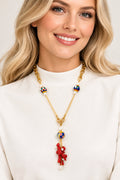 Collana Meraviglia in ceramica di Caltagirone, perle e corallo bambù