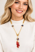 Collana Meraviglia in ceramica di Caltagirone, perle e corallo bambù