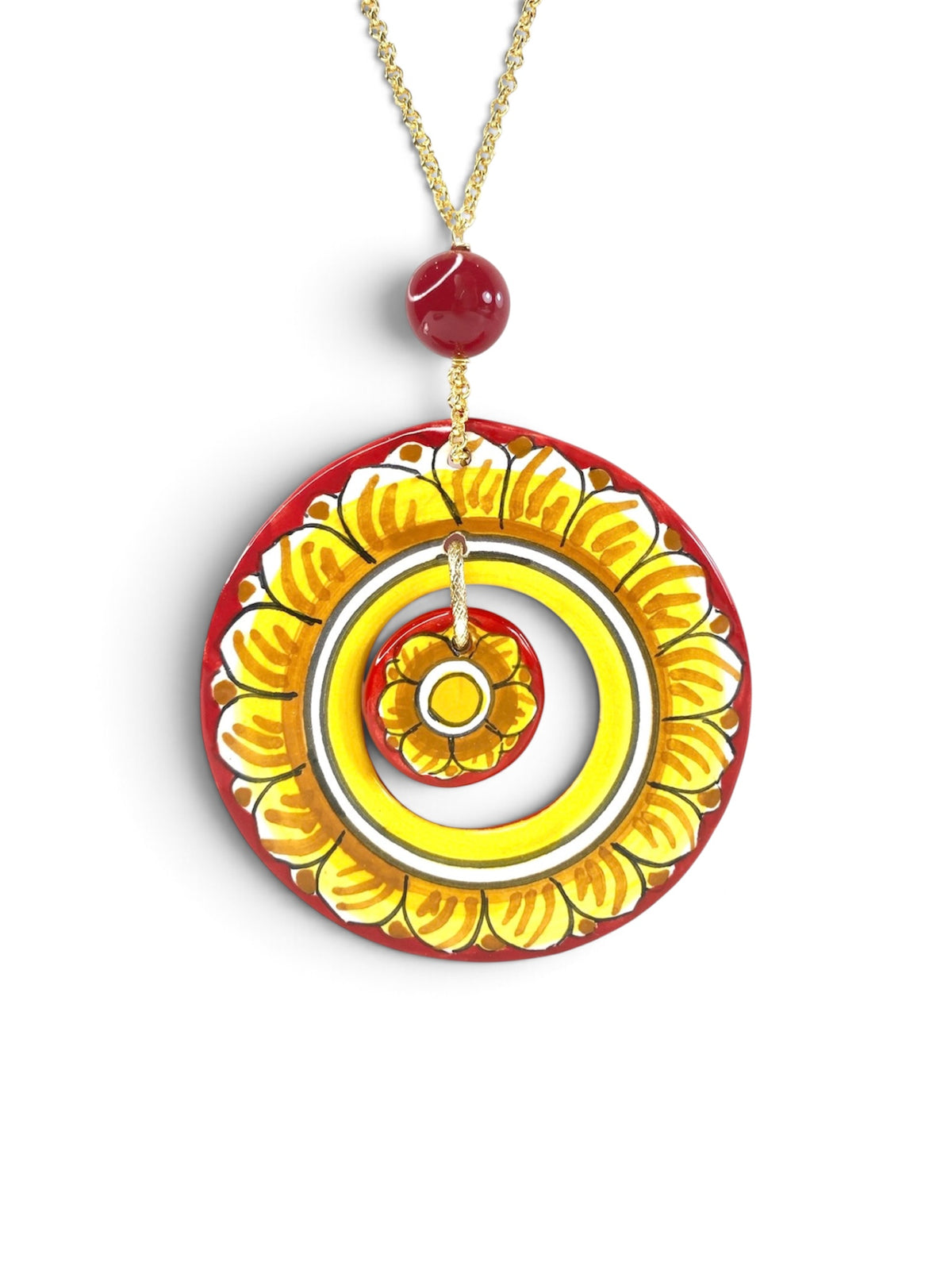 Collana doppio ciondolo in ceramica di Caltagirone