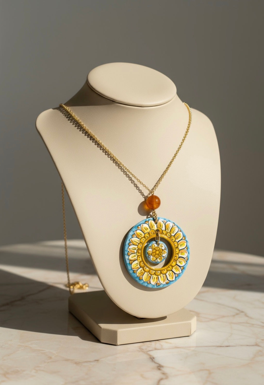 Collana doppio ciondolo in ceramica di Caltagirone