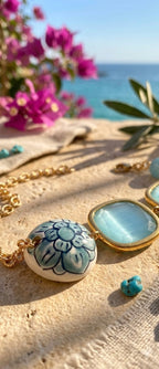 Bracciale con ceramica di Caltagirone e cristallo