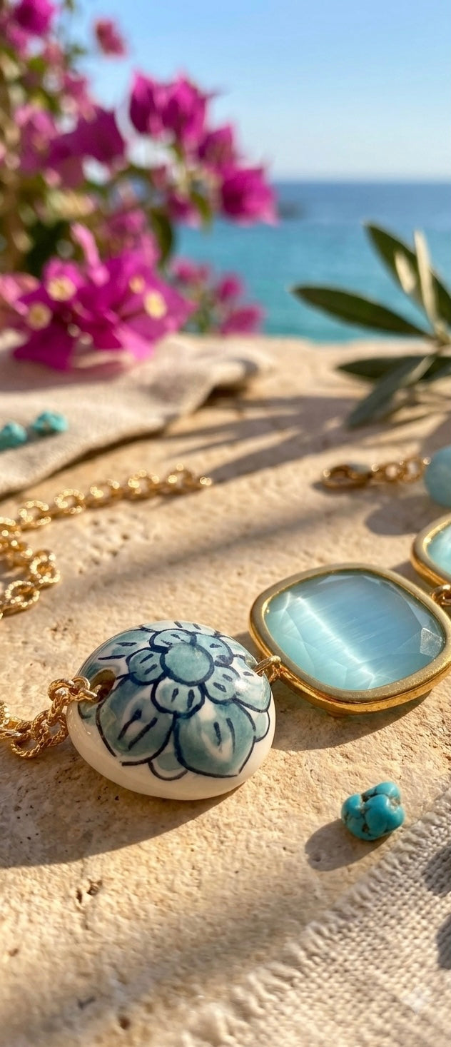 Bracciale con ceramica di Caltagirone e cristallo