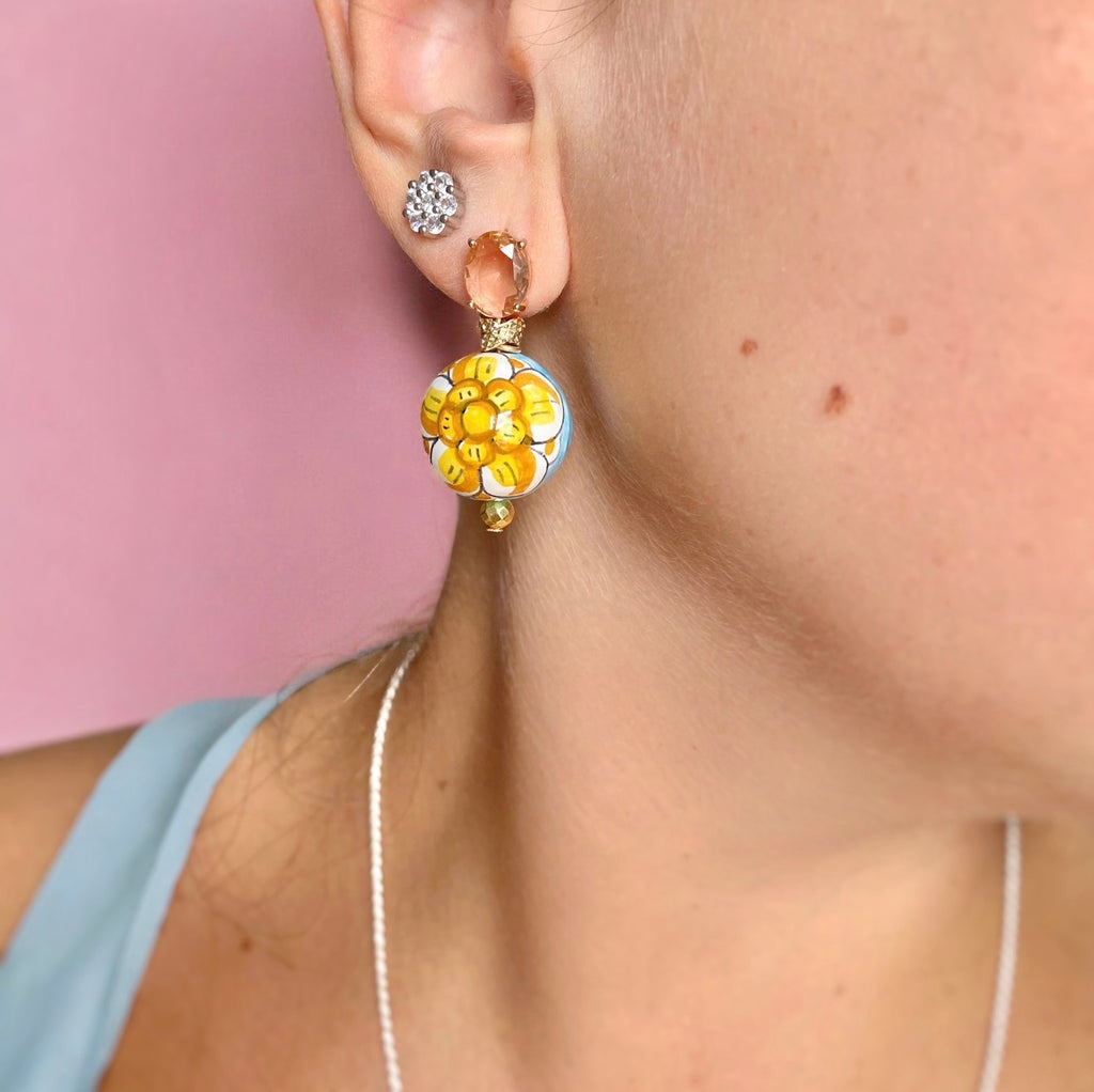 Caltagirone ceramic sphere earrings
