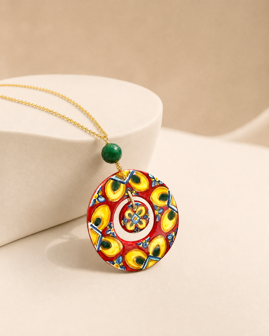 Collier à double pendentif en céramique de Caltagirone