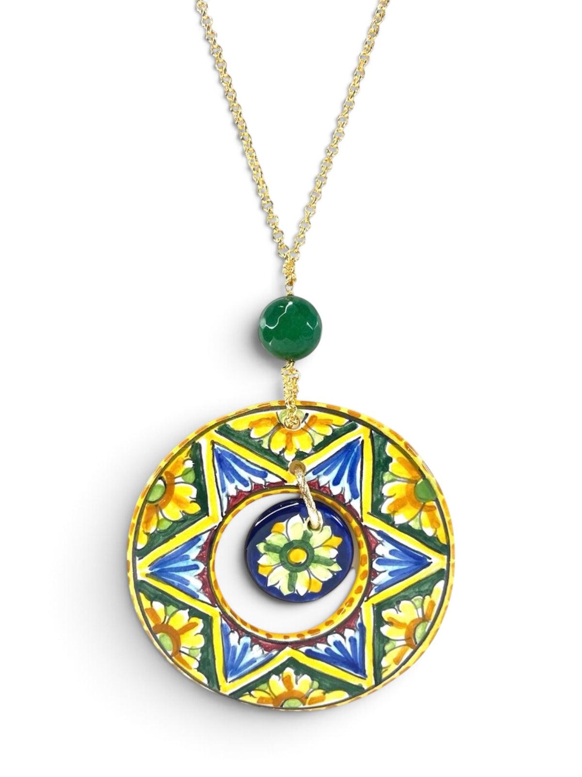 Collana doppio ciondolo in ceramica di Caltagirone