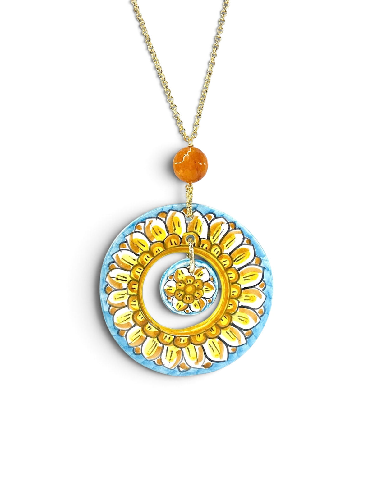 Collana doppio ciondolo in ceramica di Caltagirone