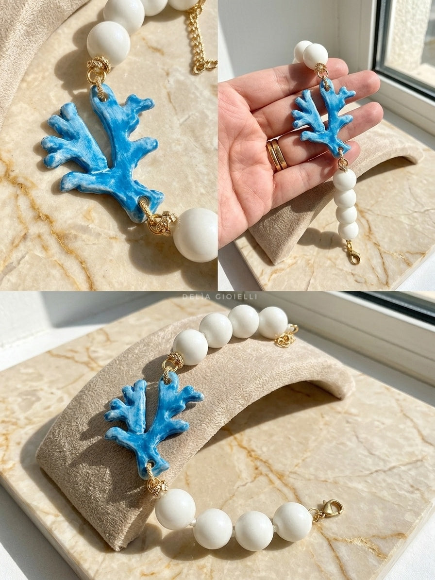 Bracelet corail en céramique de Caltagirone