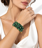 Parure verte Dea : boucles d'oreilles et bracelet