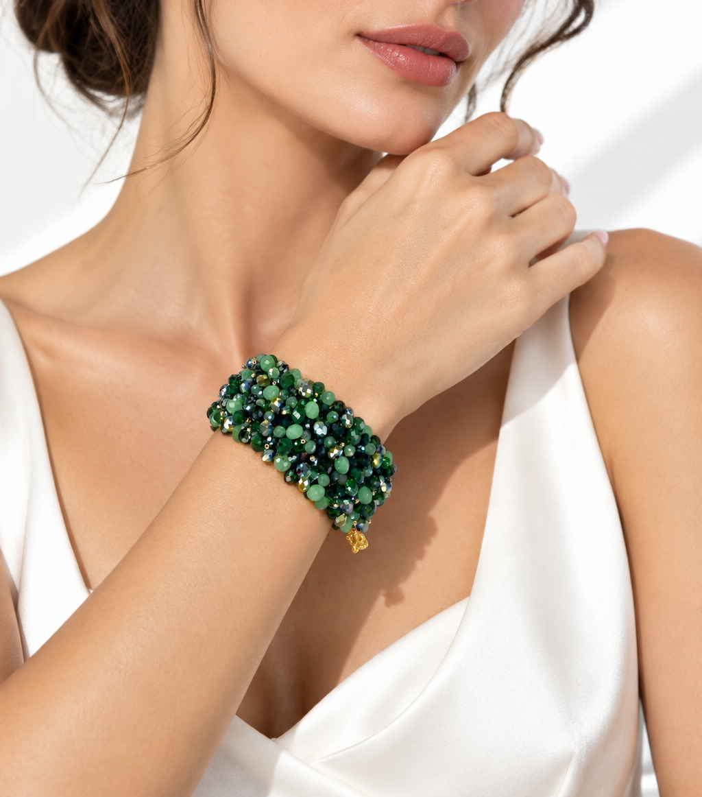 Set verde Dea: orecchini e bracciale