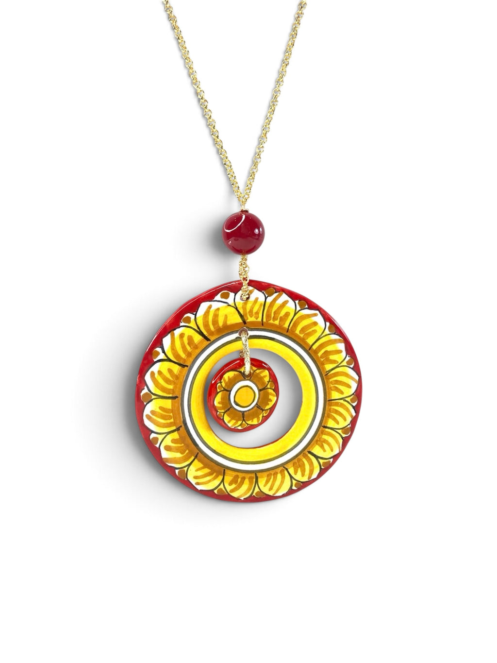 Collana doppio ciondolo in ceramica di Caltagirone