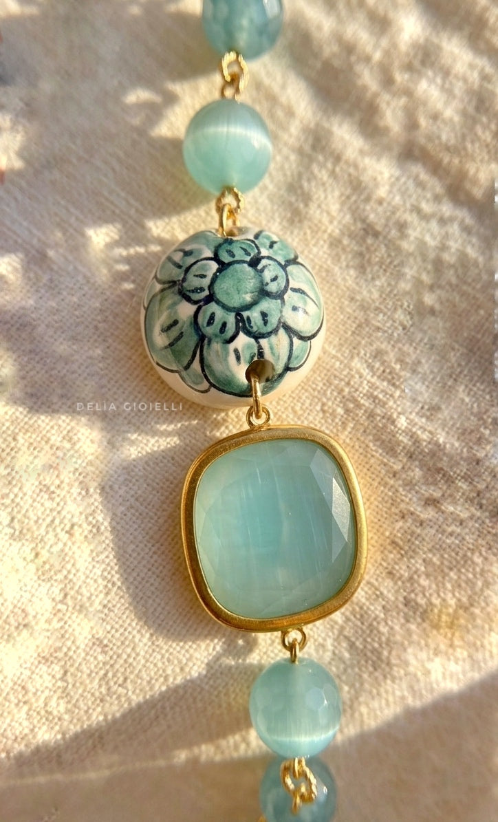 Bracciale con ceramica di Caltagirone e cristallo
