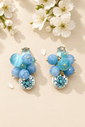 Boucles d'oreilles pendantes en céramique et pierres