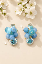 Boucles d'oreilles pendantes en céramique et pierres