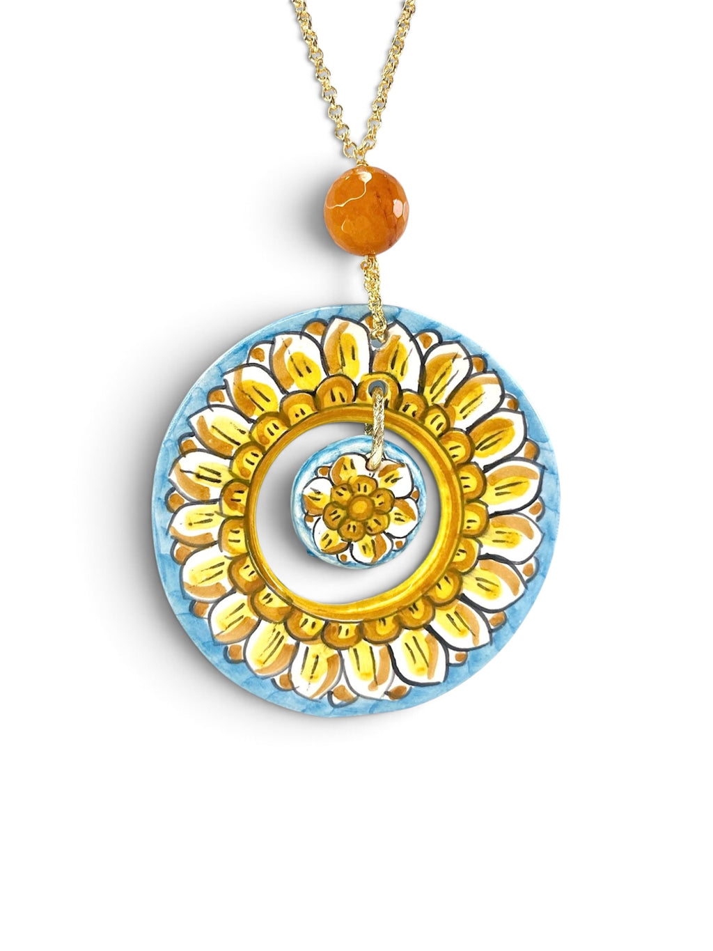 Collana doppio ciondolo in ceramica di Caltagirone