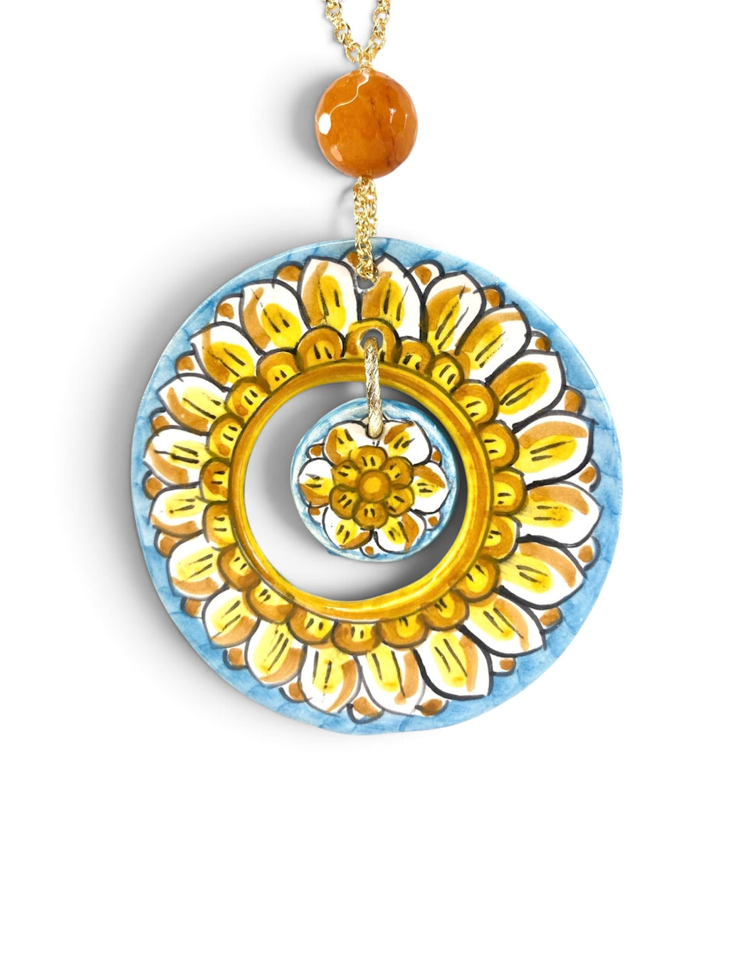 Collana doppio ciondolo in ceramica di Caltagirone