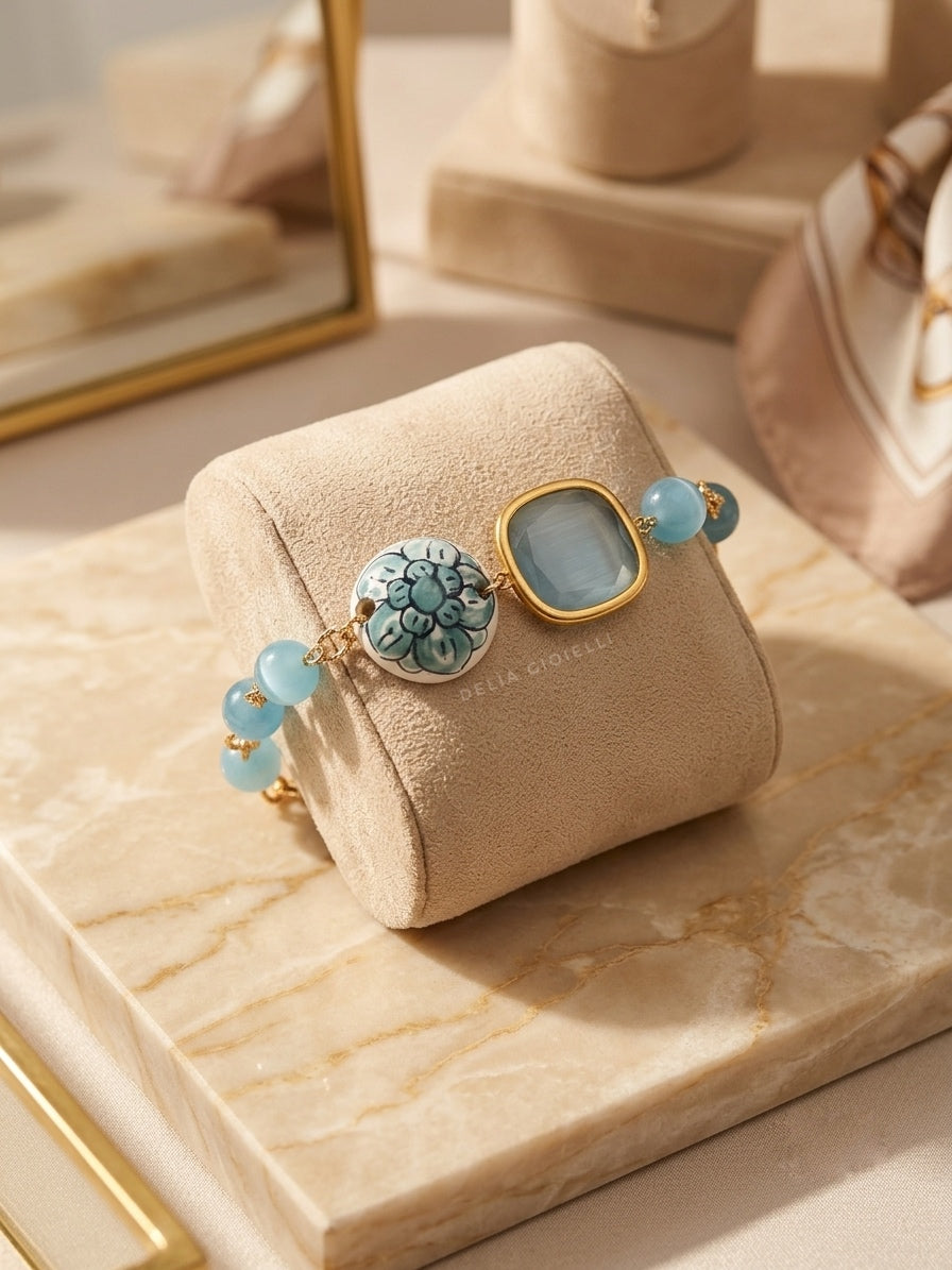 Bracciale con ceramica di Caltagirone e cristallo