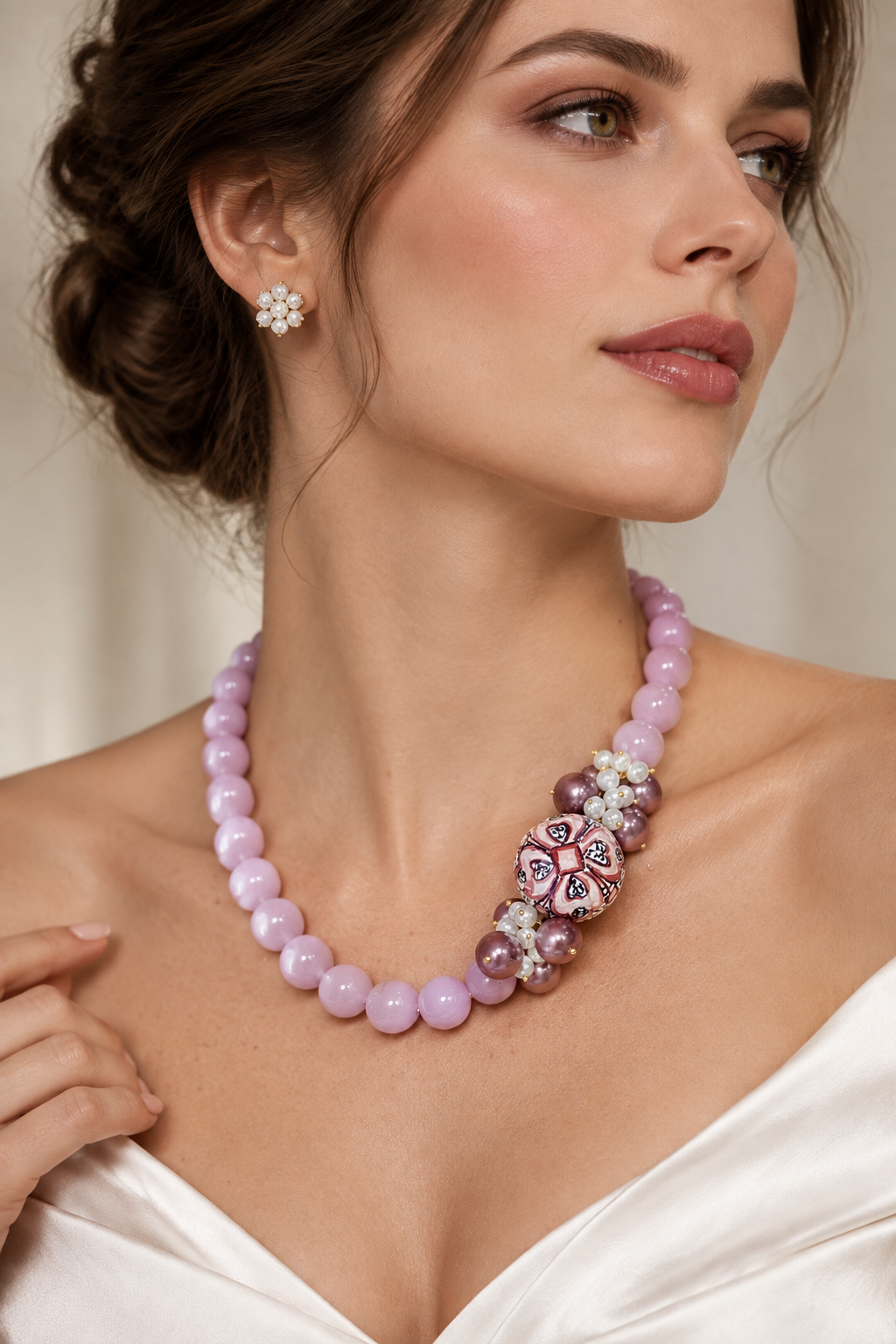 Collana con ceramica di Caltagirone e pietre dure