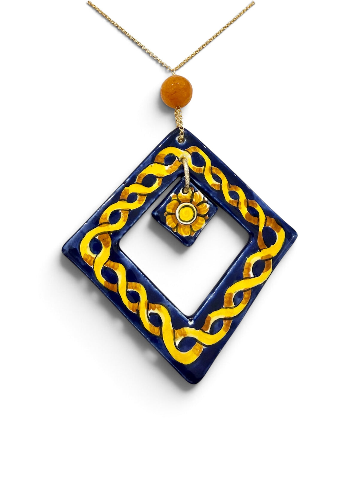 Collana doppio ciondolo in ceramica di Caltagirone