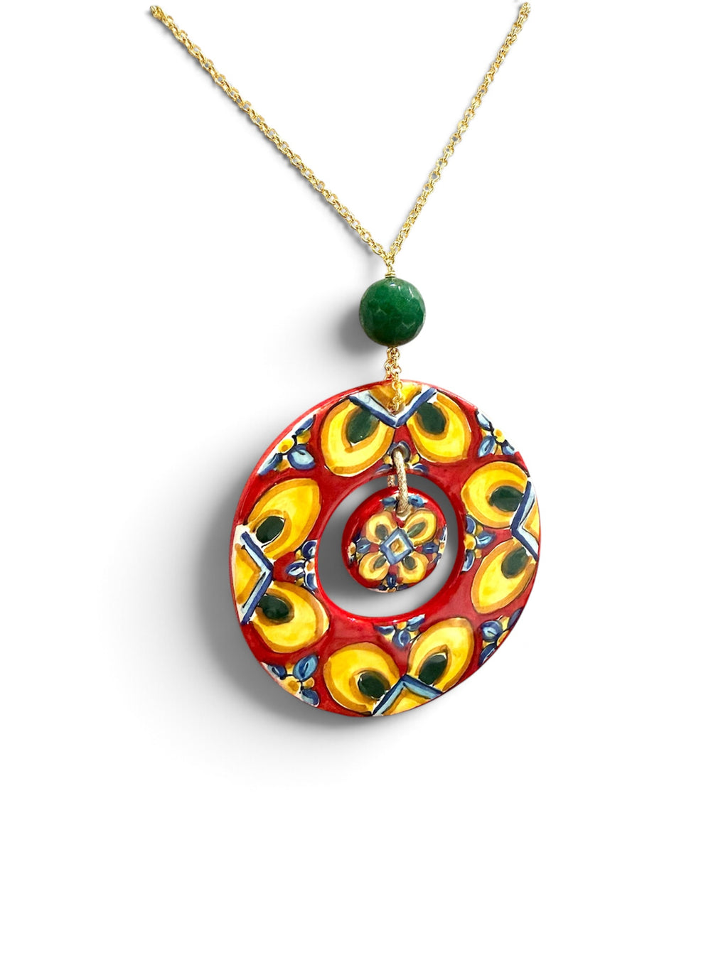 Collier à double pendentif en céramique de Caltagirone