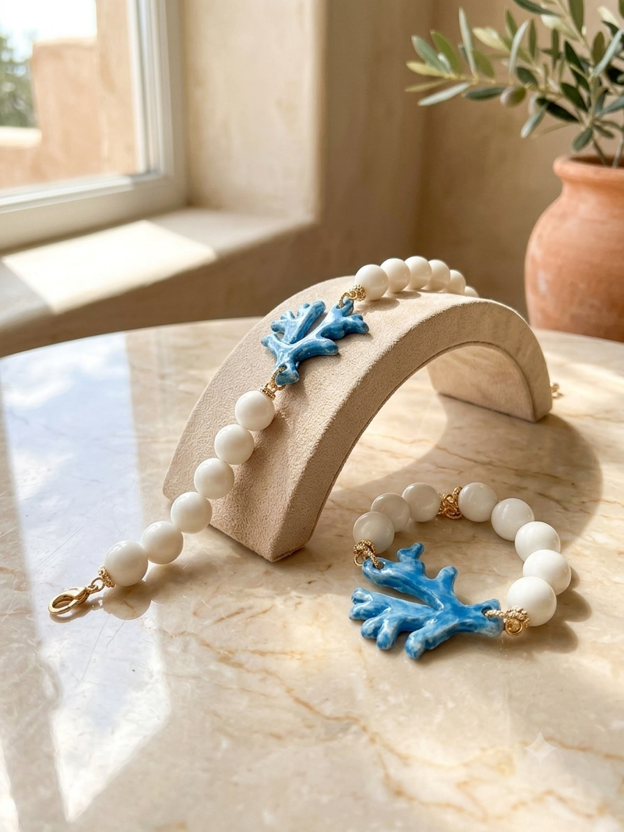 Bracelet corail en céramique de Caltagirone