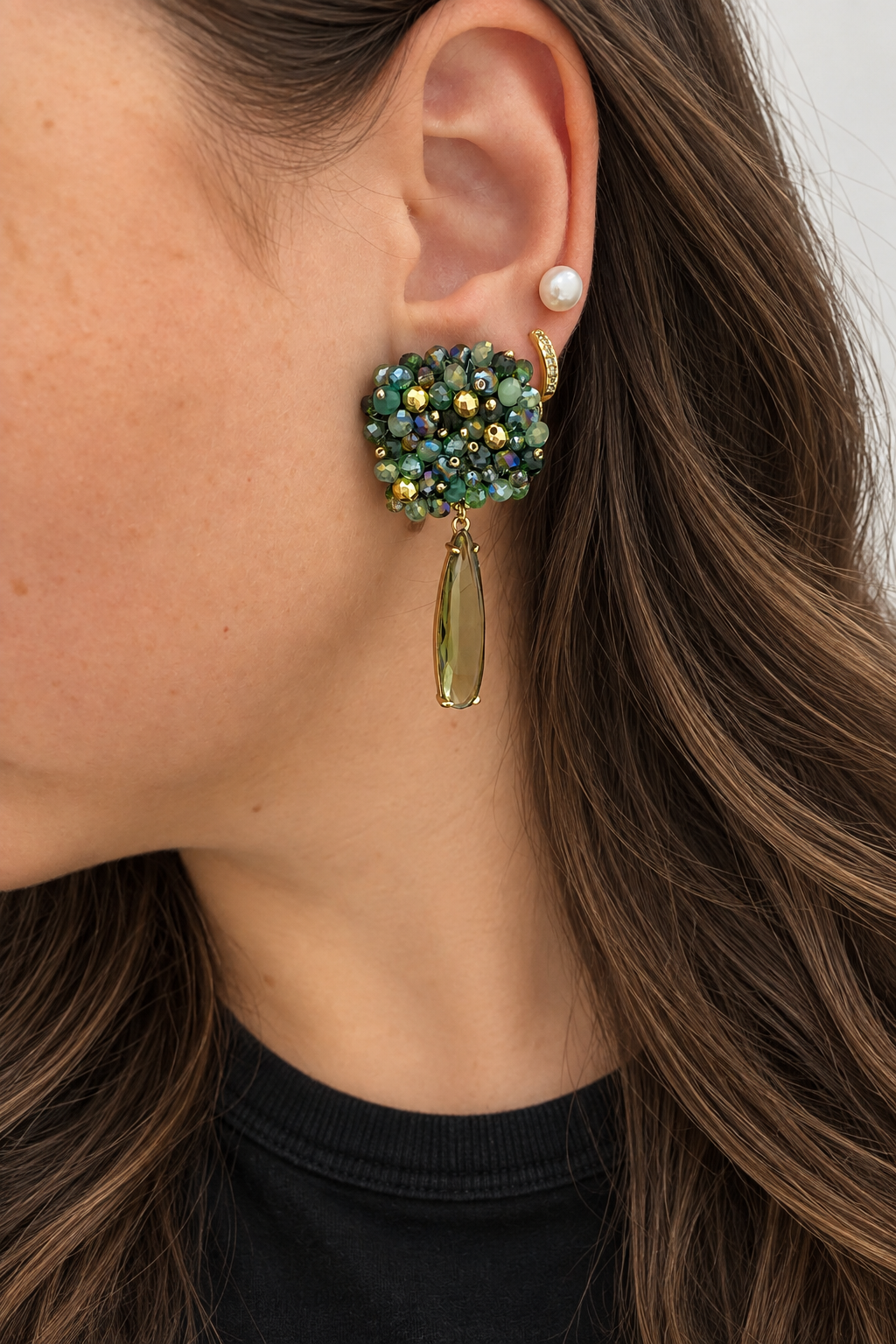 Parure verte Dea : boucles d'oreilles et bracelet