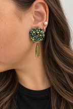 Parure verte Dea : boucles d'oreilles et bracelet