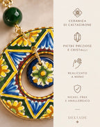 Collier à double pendentif en céramique de Caltagirone