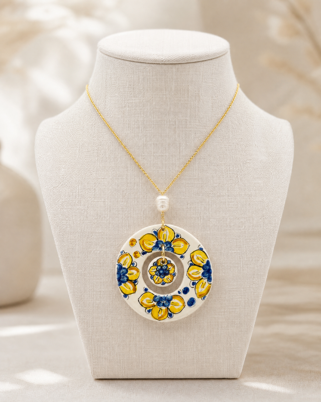 Caltagirone ceramic double pendant necklace